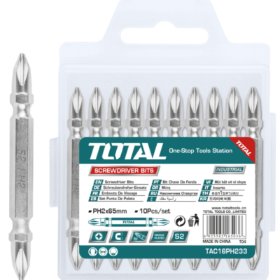 راس مفك مصالب دبل مجموعة 10 قطع طول 65 مم موديل TOTAL (( صناعي )) Screwdriver bit