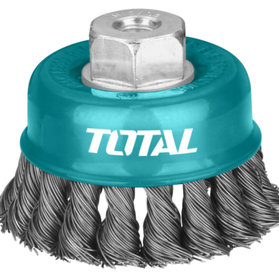فرشاة جلخ حديد خشنة كوب قياس 75مم سلك 0.5 مم موديل TOTAL wire cup brush