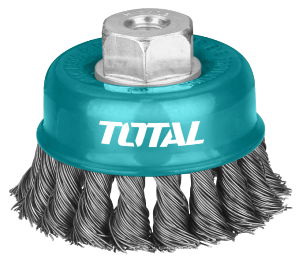 فرشاة جلخ حديد خشنة كوب قياس 75مم سلك 0.5 مم موديل TOTAL wire cup brush