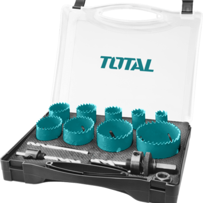 طقم كاسات حفر معدن 13 قطع ضمن حقيبة مميزه - فتاحة صاج TOTAL