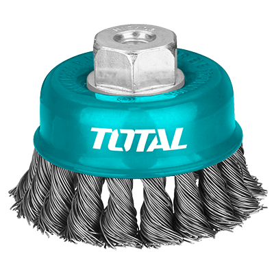 فرشاة جلخ حديد خشنة كوب قياس 100 مم سلك 0.5 مم موديل TOTAL