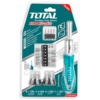 طقم مفكات طقطاق براغي 24 قطعه ماركة TOTAL (( صناعي ))