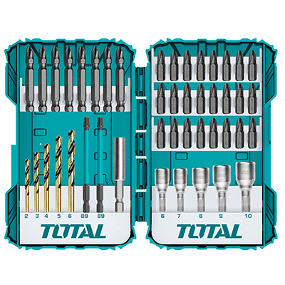 طقم 45 قطعة راس مفك وريش و جوز رجاج صناعي TOTAL