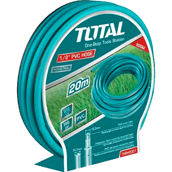 خرطوم 1/2 انش طول 20 متر صناعي ماركة TOTAL