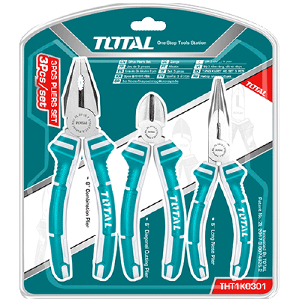 طقم 3 قطع بانسة 8 ً و قطاعة 6 ً و زردية 6 ً على كرت TOTAL