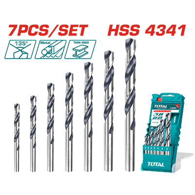 طقم ريش 7 قطع طراز HSS4341 من 2 مم حتى 6 مم ماركة TOTAL
