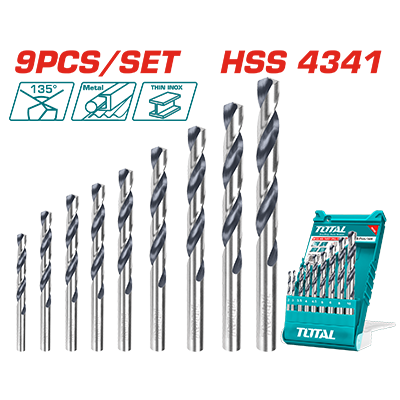 طقم ريش 9 قطع طراز HSS4341 من 2مم حتى 10مم ماركة TOTAL