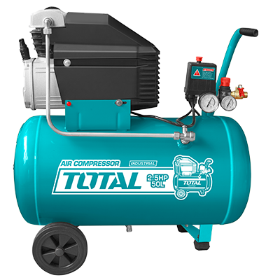 كمبرسور ضاغط هواء 50 لتر TOTAL محرك 2.5 حصان 220 فولت صناعي ملف المنيوم Air compressor