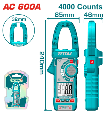 بانسة كليبس امبير 600 امبير 4000 عملية AC مقياس مقاومة مكثفات ماركة TOTAL