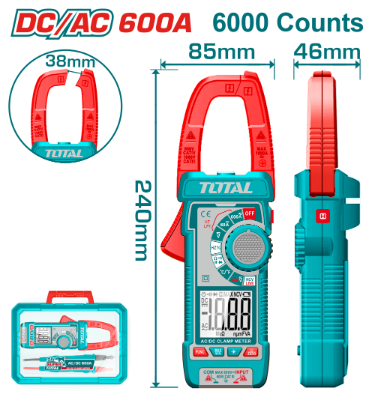 بانسة كليبس امبير 600 امبير AC/DC مقياس مكثف و مقاومة و حرارة صناعي TOTAL م حديث